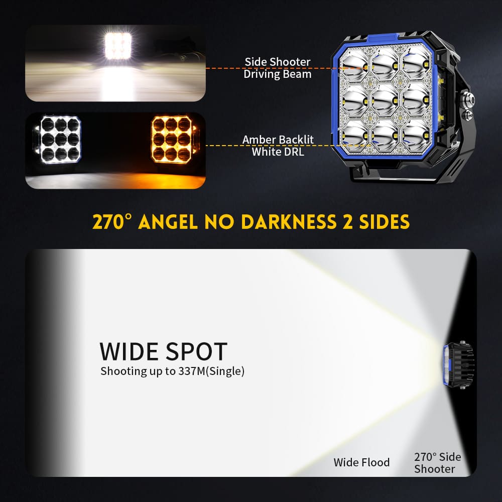 5inch Side Shooter LED Pod Lights With White&Amber DRL-F995-13