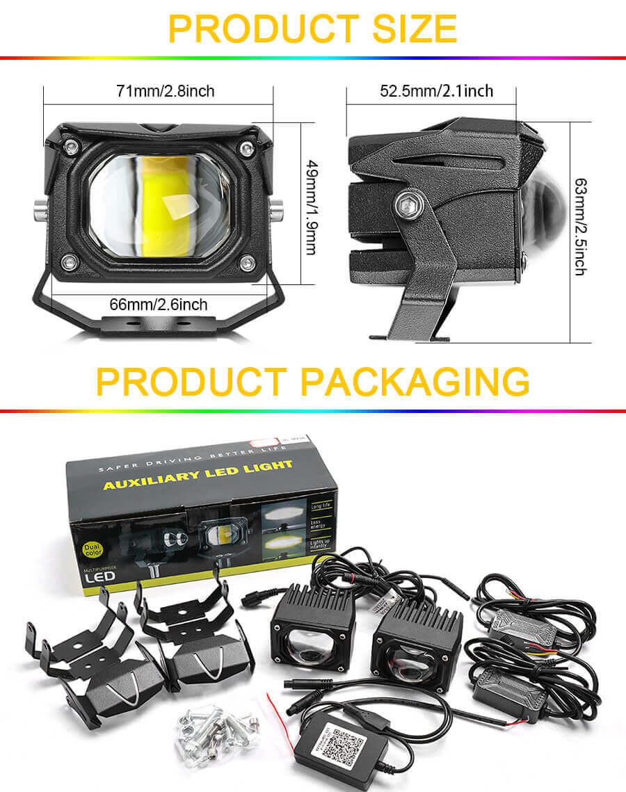 RGB Projector Driving Lights Wholesale 993B-R size