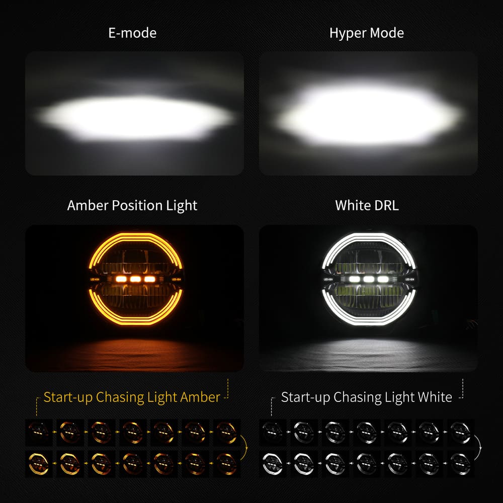 9 Inch Anti Glare Round Driving Light with White & Amber DRL-D091-6