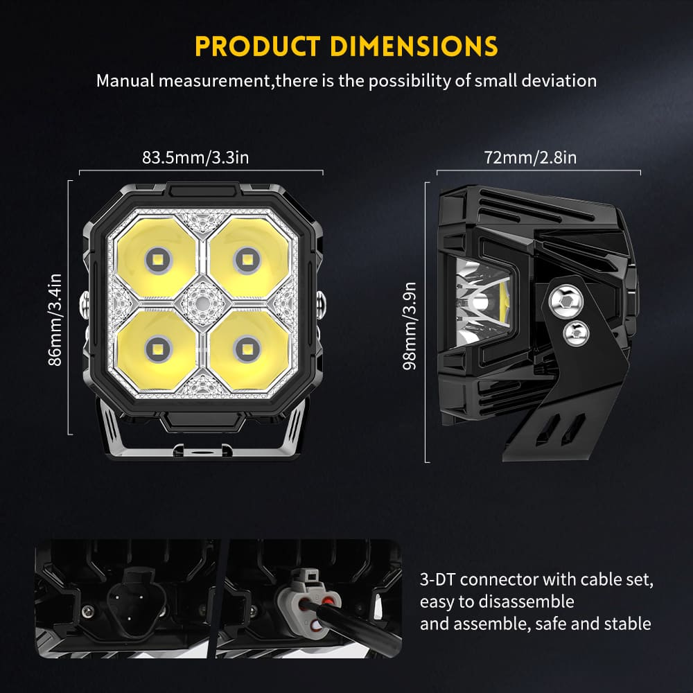3” Side Shooter Off Road Light Pods with RGB Backlit 