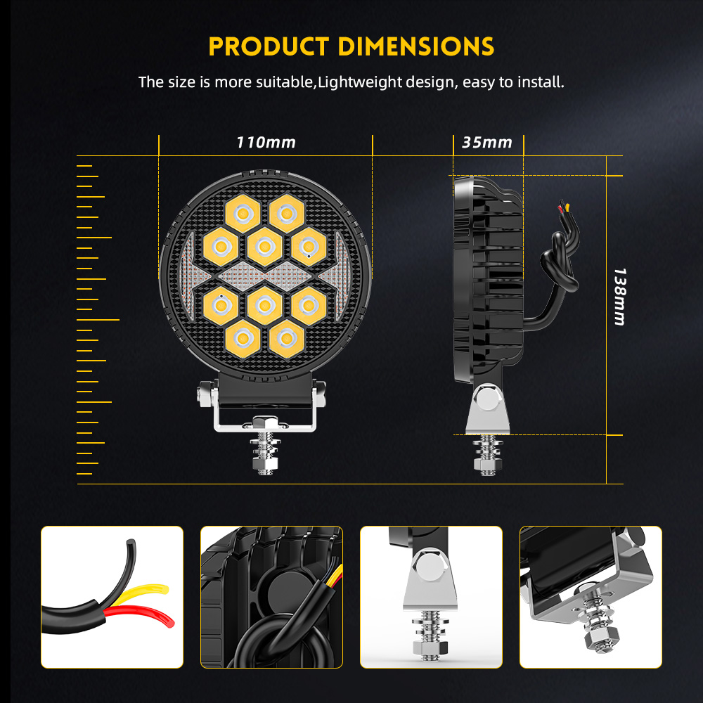 4 inch Round Led Work Light With Amber DRL for Truck-930D-12