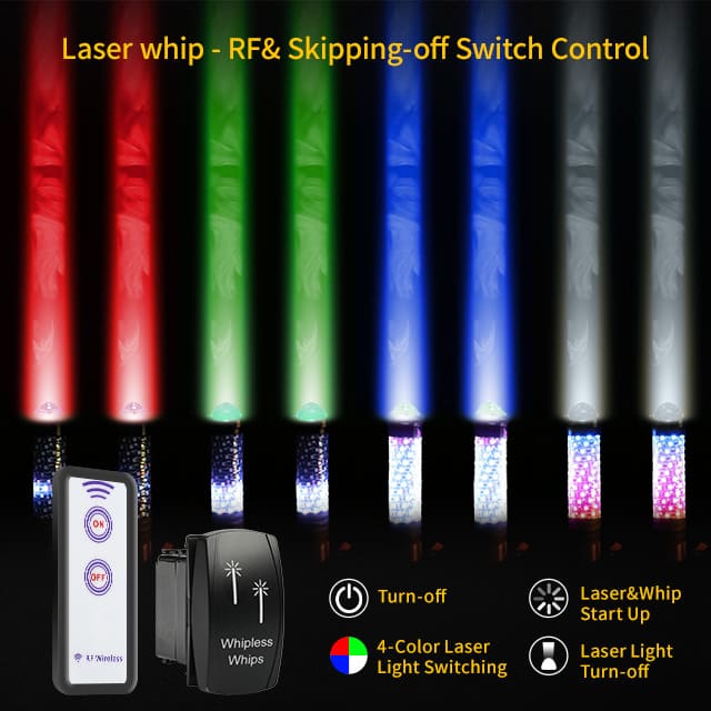 2 in 1 Fatty RGB Laser Whip Lights for UTV