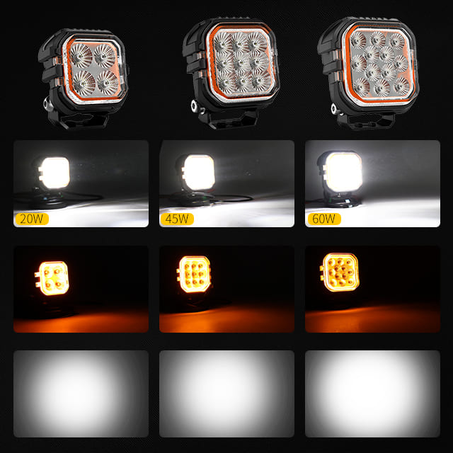 ECE R10 Certified Square Tractor Work Lights with 3D DRL