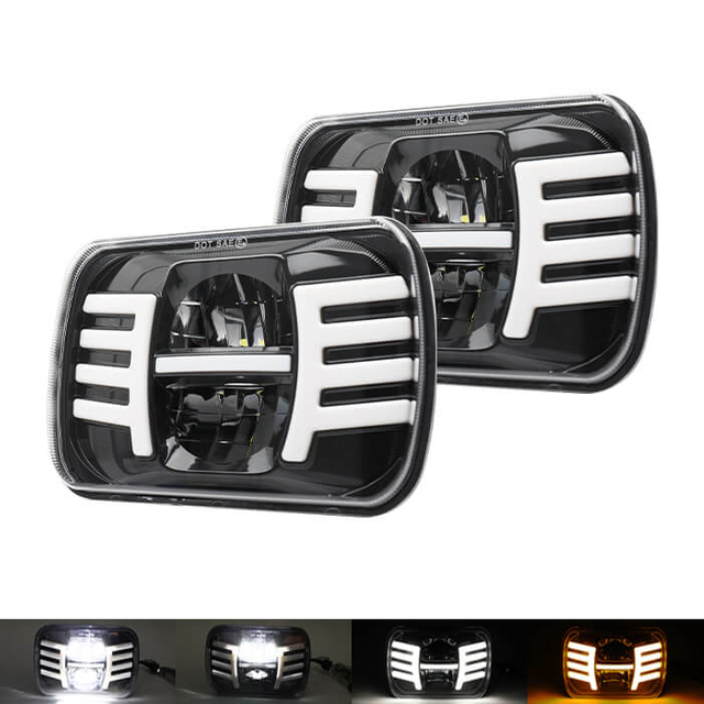 7x6 Led Headlights with Wings Position Lights JG-T002FF
