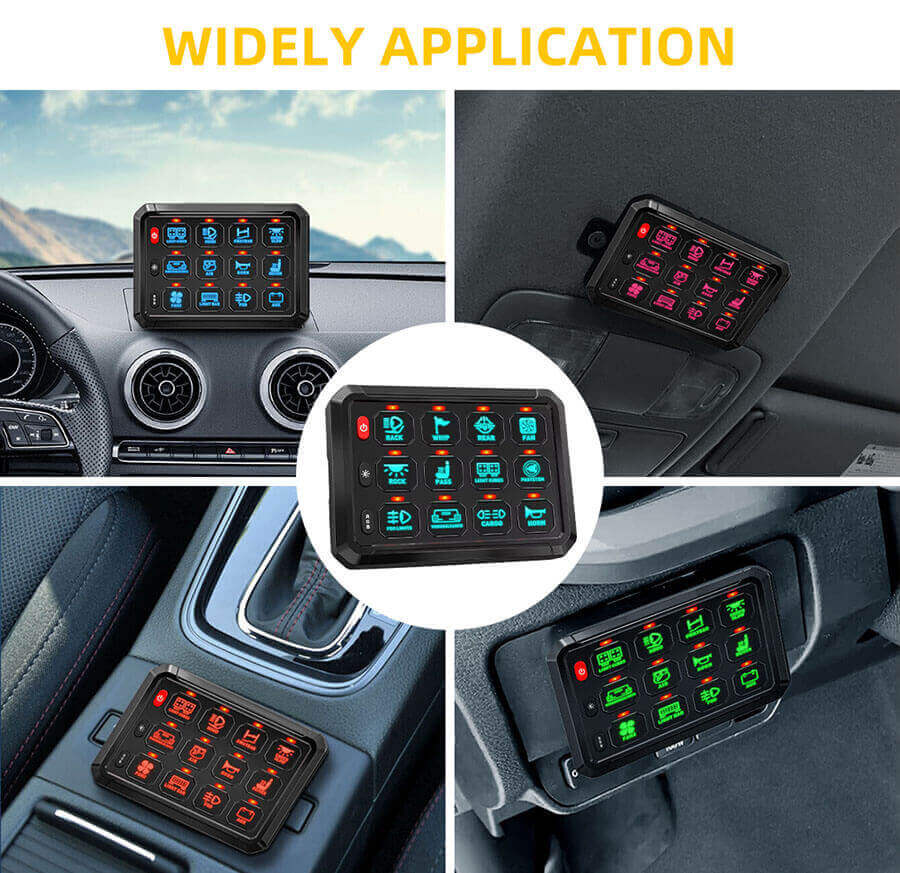 12 Gang Car Switch Panel Wholesale for 12V Vehicle and Boat application