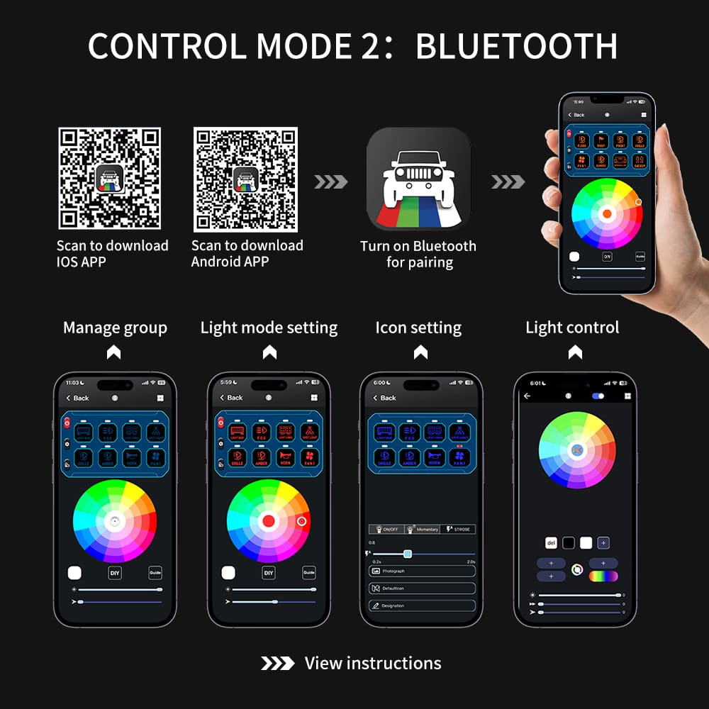  8 Gang Switch Panel for Truck Light-KZ-CP-8-RGB-ACC-APP