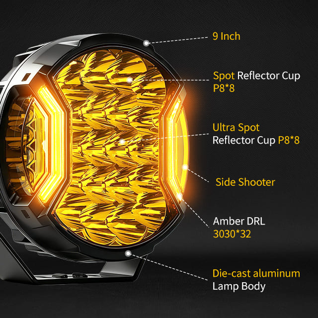 SideEye Scout 9inch Side Shooter Spot Light with Position Light