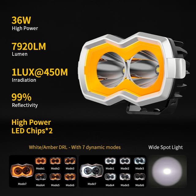 3.8 Inch pod light with Dynamic Chasing DRL