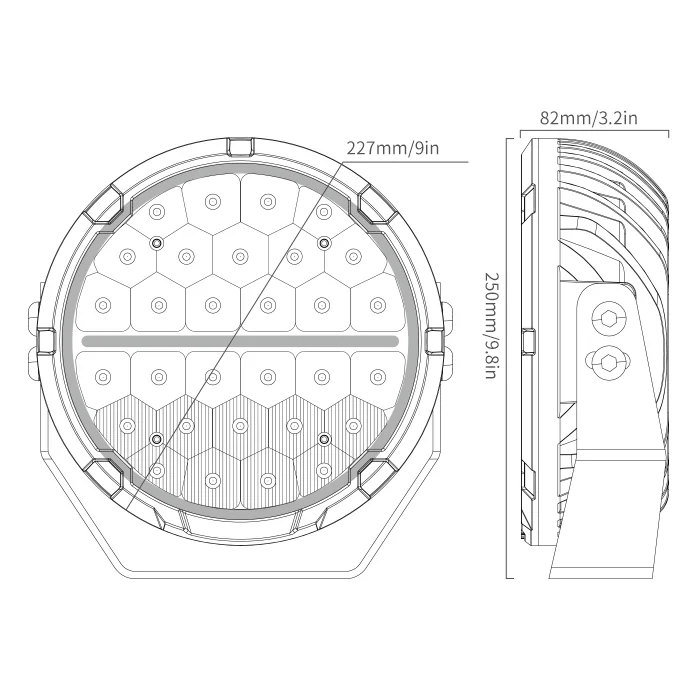 Safari SR 9" LED Driving Lights with Amber White DRL