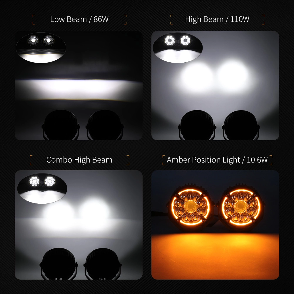 5 Inch LED Motorcycle Auxiliary Lights with Amber DRL-D051-9