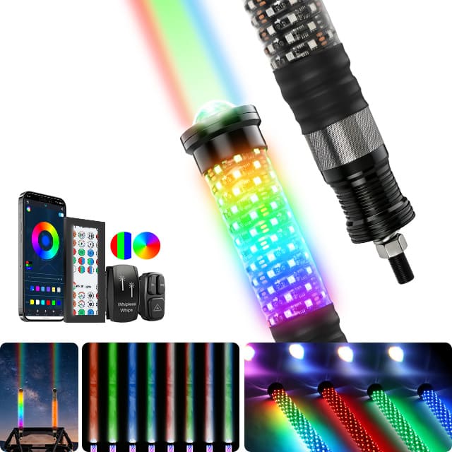 2 in 1 Fatty RGB Dual-Color Laser Whip Lights for UTV