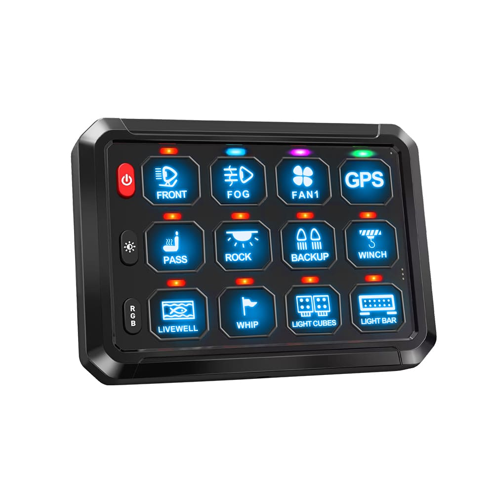 12 Gang Car Switch Panel Wholesale for 12V Vehicle and Boat-KZ-CP-12-RGB-ACC-WX-960E