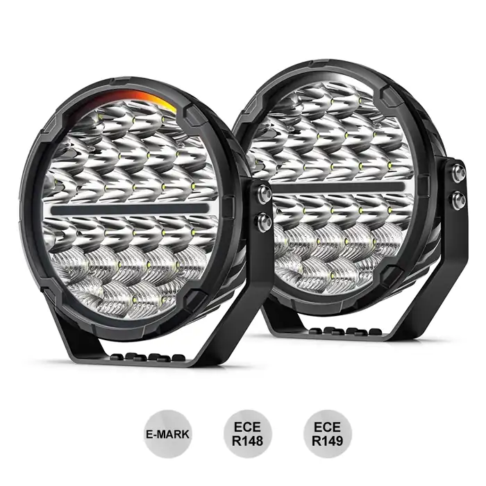 Safari SR 9" LED Driving Lights with Amber White DRL