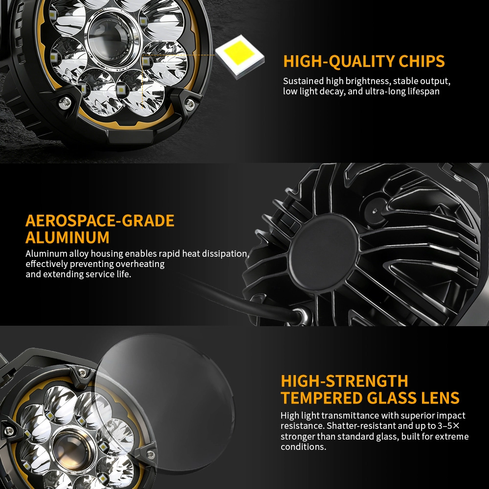 5 Inch LED Motorcycle Auxiliary Lights with Amber DRL-D051-9