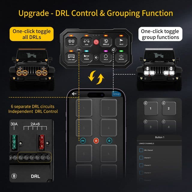 120A 6-Gang RGB Switch Panel with App Control
