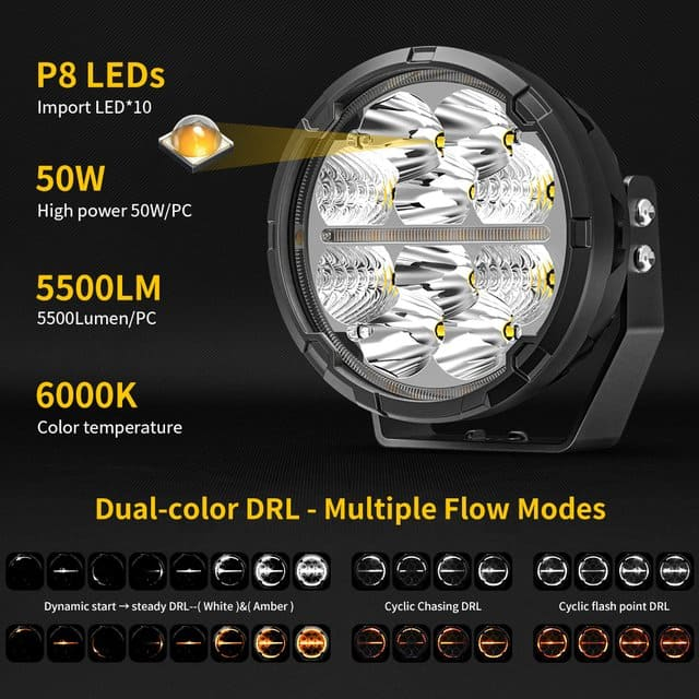 Linkable 5" Pod Light Bar with Dynamic Dual Color DRL