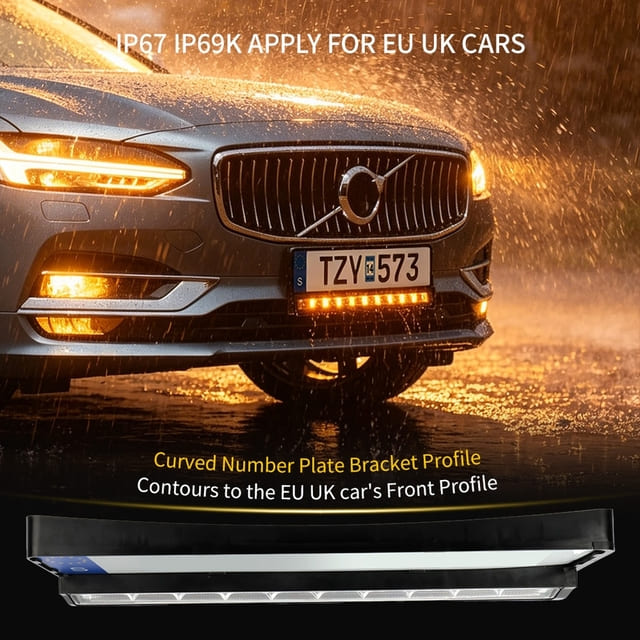 E-mark Certified License Plate Bracket with LED Driving Light Bar