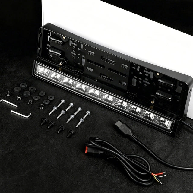 E-mark Certified License Plate Bracket with LED Driving Light Bar