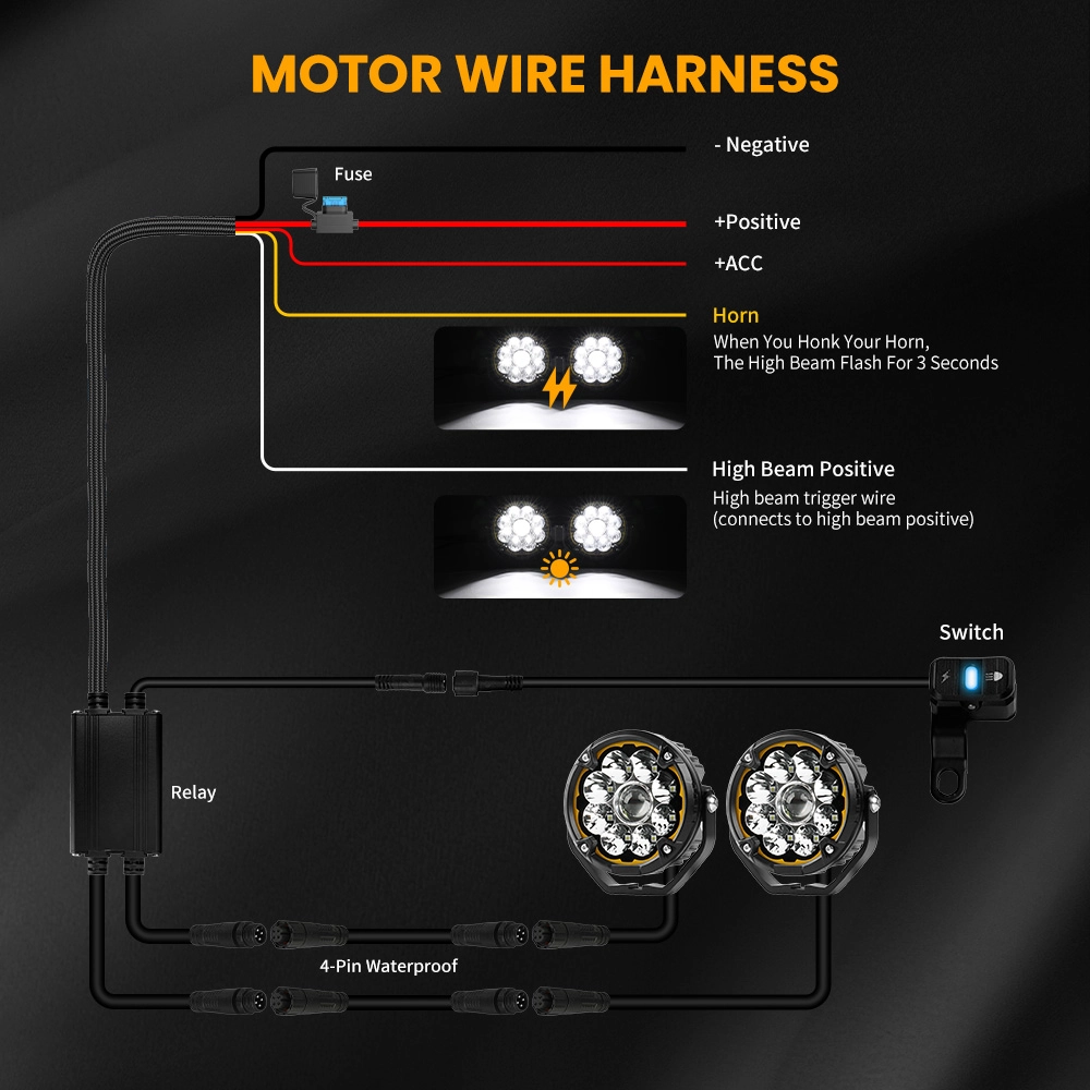 5 Inch LED Motorcycle Auxiliary Lights with Amber DRL-D051-9