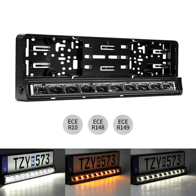 E-mark Certified License Plate Bracket with LED Driving Light Bar