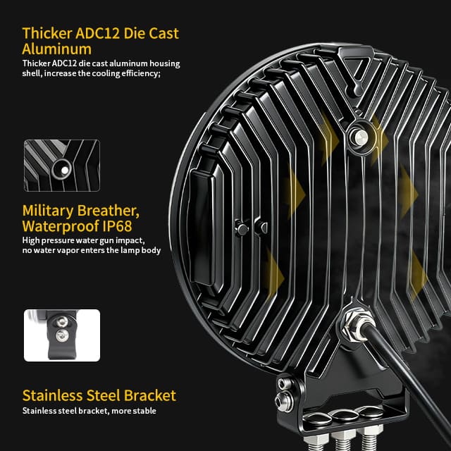 Apex XT 7-Inch 260W Truck Spotlight with Strobe Position Light- 901Y-20-7